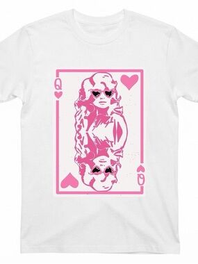 Gildan White Tee with Pink Queen Dolly Parton Graphic Tee
